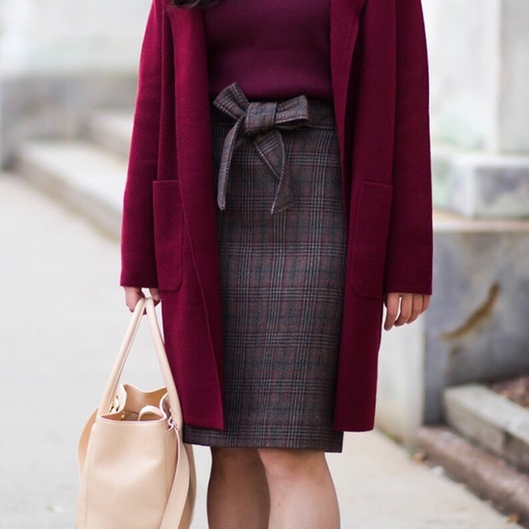 Rare J. Crew No 2 Pencil Skirt in Glen Plaid with bow detail - Picture 3 of 8